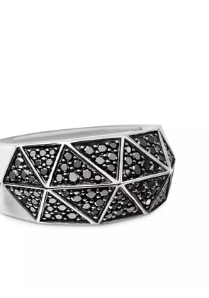 David Yurman sterling silver Torqued Faceted diamond signet ring (11.3mm)