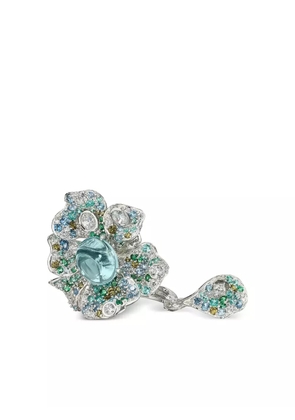 Anabela Chan 18kt white gold vermeil Aqua Peony gemstone ring - Blue