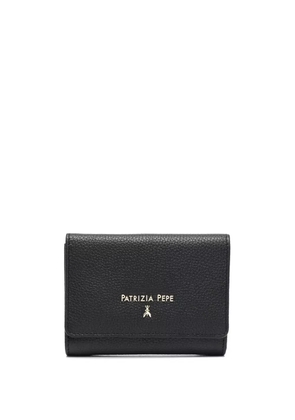 Patrizia Pepe grained-leather logo-print purse - Black