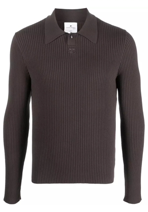 Courrèges logo-patch ribbed polo shirt - Brown