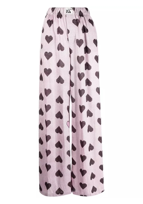 Natasha Zinko heart-print wide-leg trousers - Pink