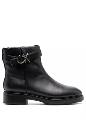 Calvin Klein logo-buckle ankle boots - Black