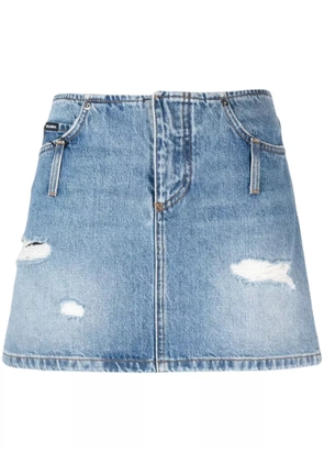 Dolce & Gabbana distressed-effect denim miniskirt - Blue