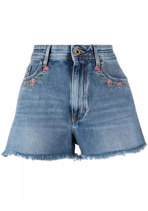 Jacob Cohën floral-embroidered denim shorts - Blue
