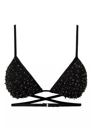 TWINSET embroidered triangle bikini top - 00006 NERO