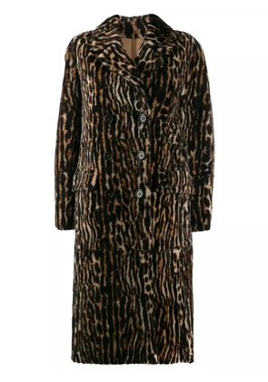 Yves Salomon ocelot print coat - Brown