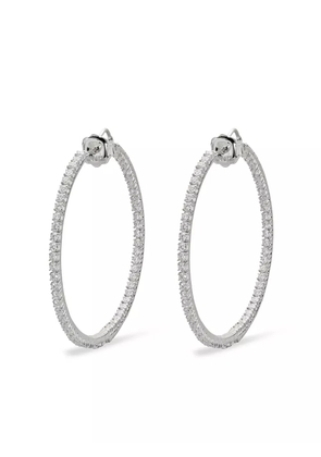 Mattia Cielo 18kt white gold and titanium Rugiada front and back diamond hoop earrings - Silver