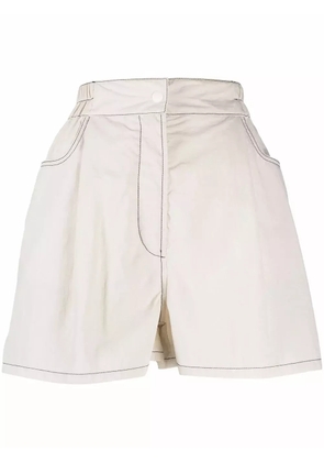 Sunnei wide-leg stitch-detail shorts - Neutrals