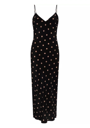 Gilda & Pearl Seashell-print slip midi dress - Black