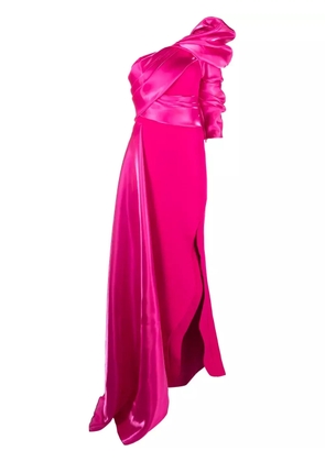 Gaby Charbachy asymmetric draped one-shoulder gown - Pink