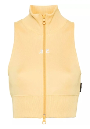 Courrèges zip-up cropped vest - Yellow