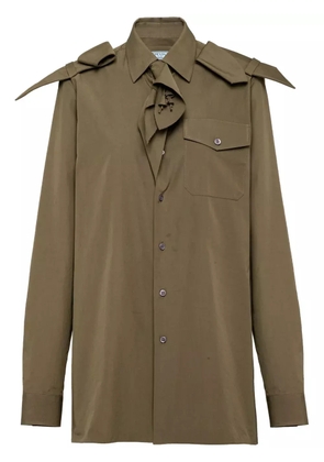 Prada floral-embellished poplin shirt - Green