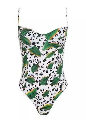 Brigitte botanical-print swimsuit - White