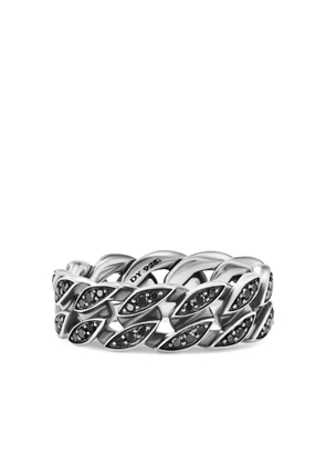 David Yurman sterling silver Curb Chain diamond band ring (8mm) - Black