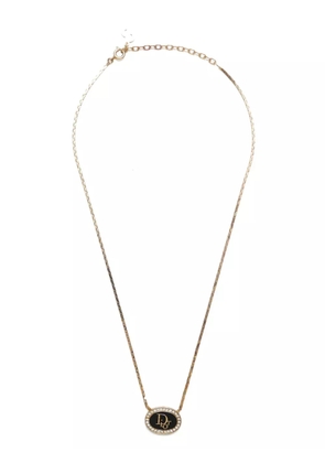 Christian Dior Pre-Owned logo-pendant rhinestone-embellished necklace - Gold