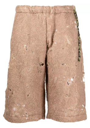 VITELLI distressed open-knit shorts - Brown