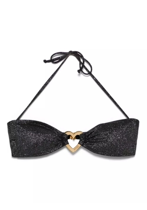 Moschino glitter metal-heart bikini top - Black
