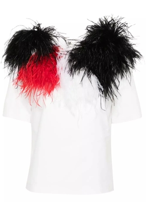 Loulou feather-detail T-shirt - White
