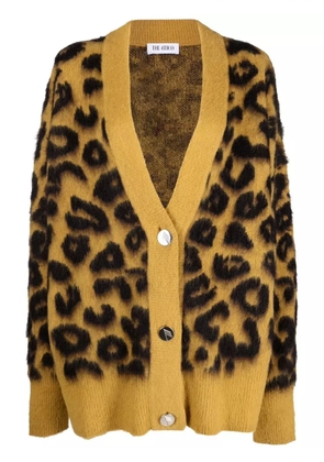 The Attico leopard-intarsia knitted cardigan - Yellow