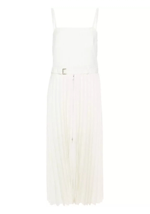 sacai pinstriped pleated maxi dress - White