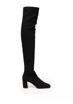 Valentino Garavani logo-embroidered over-the-knee boots - Black