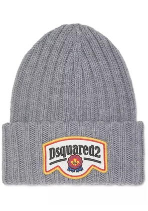 DSQUARED2 logo-appliqué knit beanie - Grey