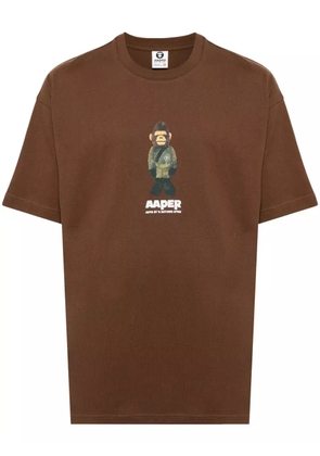 AAPE BY *A BATHING APE® logo-print cotton T-shirt - Brown
