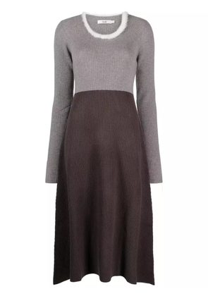 b+ab panelled ribbed-knit midi dress - Grey