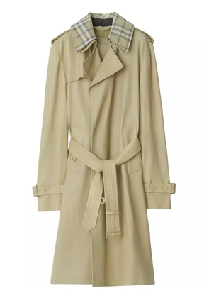 Burberry detachable-collar leather trench coat - Neutrals