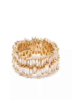 Suzanne Kalan 18kt yellow gold double-row diamond eternity ring - Silver