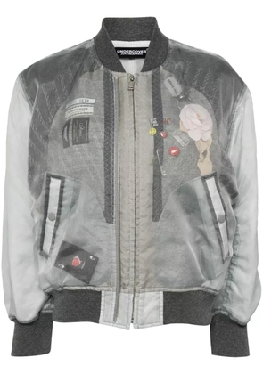 Undercover floral-appliqué layered bomber jacket - Grey