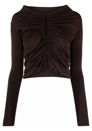 Dolce & Gabbana gathered-detail virgin-wool jersey - Brown