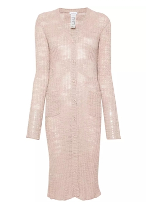 Acne Studios semi-sheer panel ribbed-knit cardigan - Pink