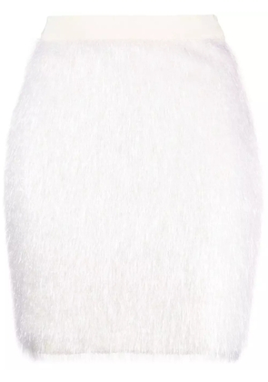 Gemy Maalouf faux-fur wool-blend miniskirt - Neutrals