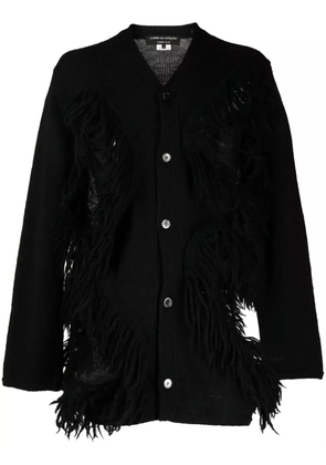 Comme des Garçons Homme Plus fringed cut-out wool cardigan - Black