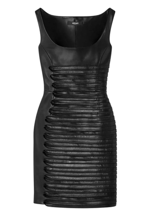 Versace scoop-neck leather mini dress - Black