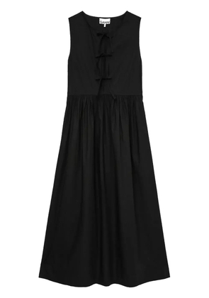 GANNI bow-detail cotton midi dress - Black