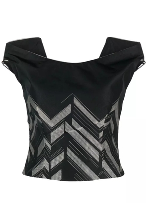 Gemy Maalouf V-back chevron-pattern top - Black
