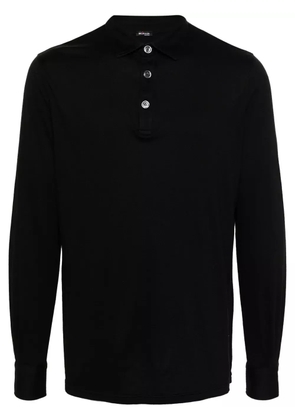 Kiton long-sleeve jersey polo shirt - Black