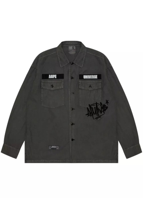 AAPE BY *A BATHING APE® logo-tape cotton-blend shirt - Black