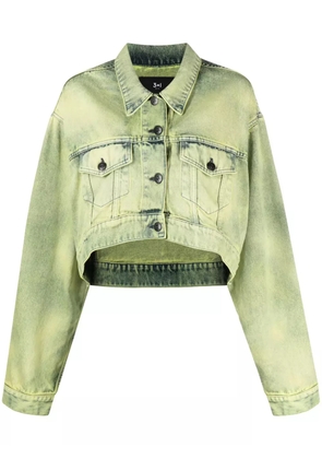 3x1 cropped tie-dye print denim jacket - Green