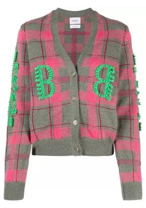 Barrie logo-embossed tartan-pattern cashmere cardigan - Green