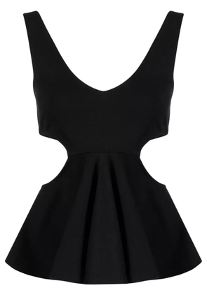 Goen.J cut-out ruffled top - Black