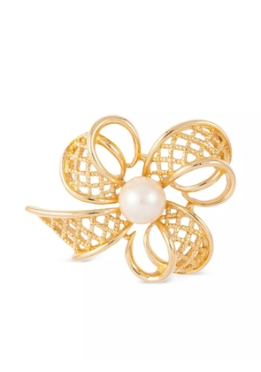 Susan Caplan Vintage 1960s Trifari bow flower brooch - Gold