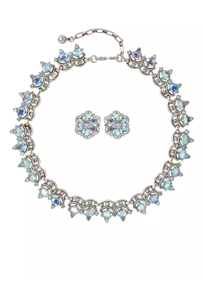 Susan Caplan Vintage 1960s Trifari Swarovski necklace and earrings set - Silver