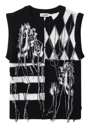 Charles Jeffrey Loverboy embroidered cotton gilet - Black