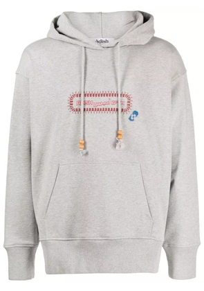 Adish Alkhws logo-print cotton hoodie - Grey