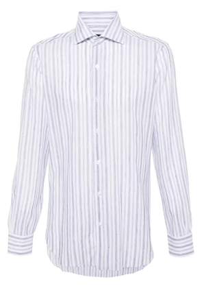 Barba halo-stripe semi-sheer shirt - White