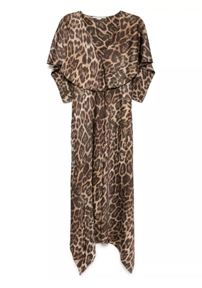 Stella McCartney leopard print midi dress - Brown