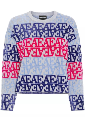 Emporio Armani logo-flocked sweater - Blue